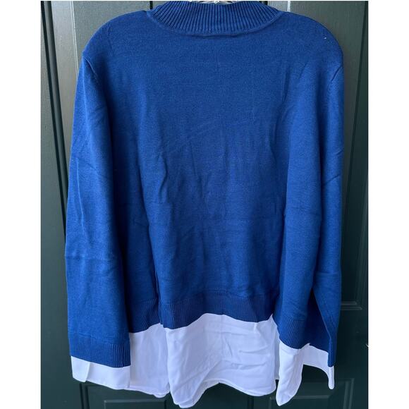 Isaac Mizrahi QVC XL Petite Mock Neck Fine Gauge Sweater Layered Look Twilight - Picture 4 of 8